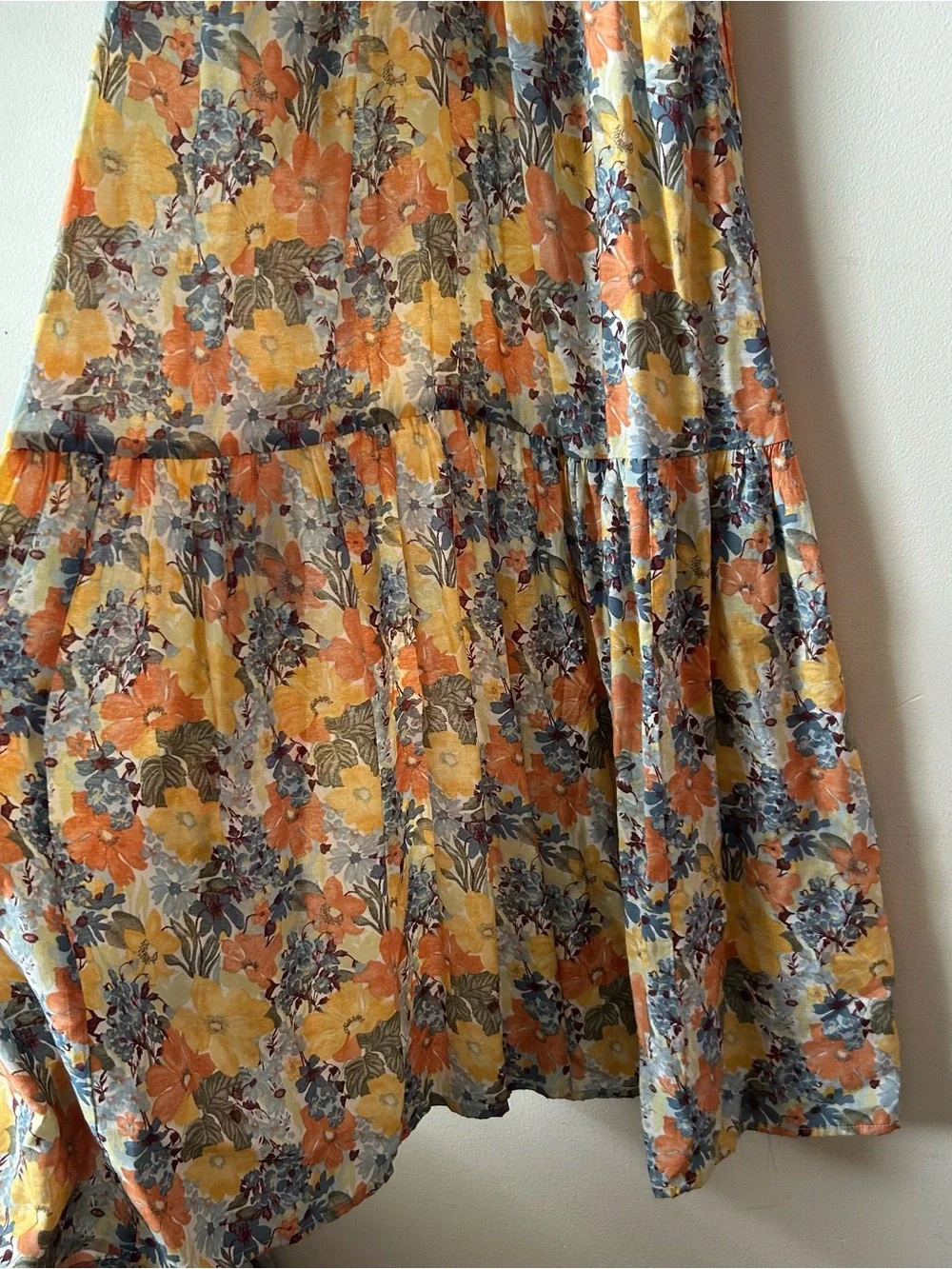 Abercrombie & Fitch Cutout Maxi Dress Floral Orange Yellow Blue Green S